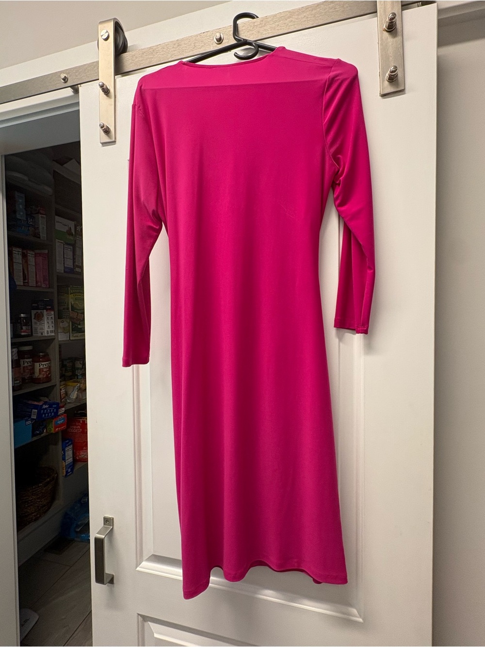 Anne Klein Hot Pink Wrap-Style Midi Dress - Picture 3 of 4